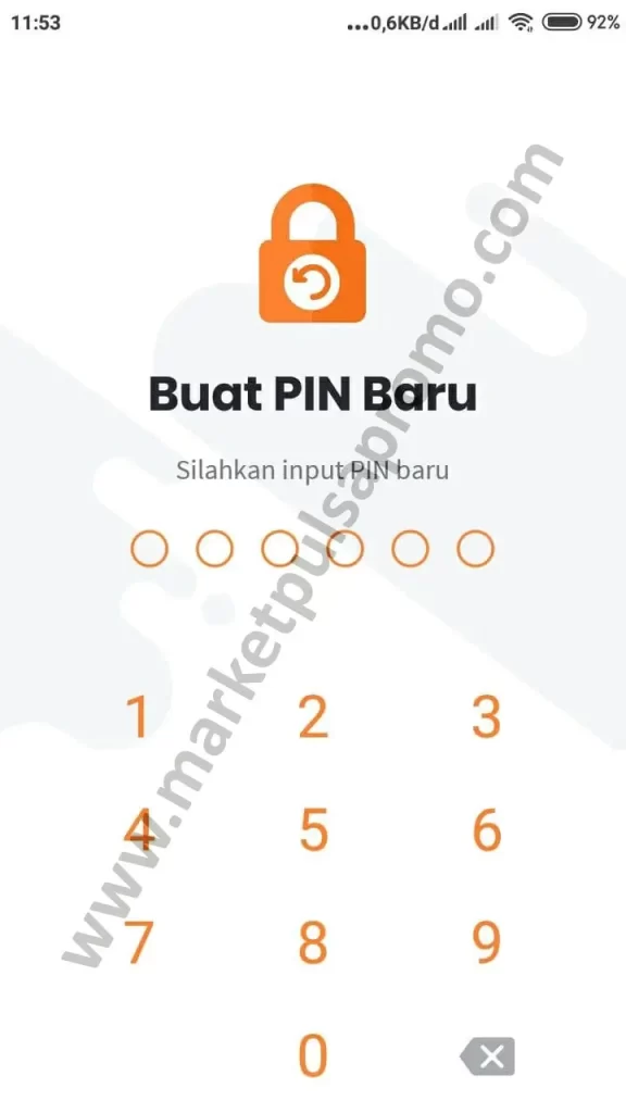8. Buat pin 6 digit sobat.