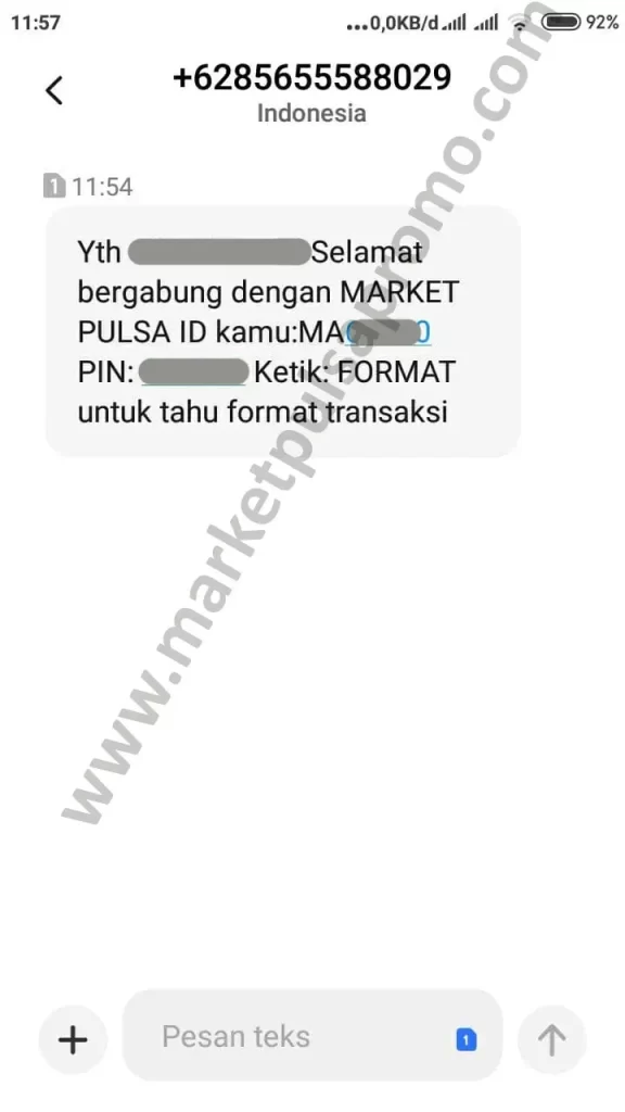 9. Pendaftaran agen market pulsa sukses