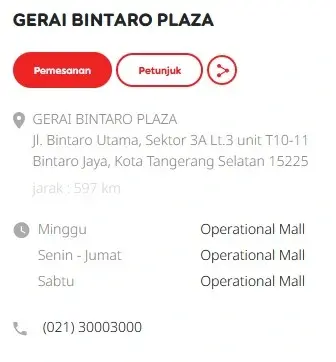 Alamat Gerai Indosat Bintaro Plaza Tangerang Selatan