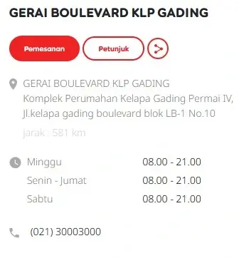 Alamat Gerai Indosat Boulevard Kelapa Gading Jakarta Utara di Komplek Perumahan Kelapa Gading Permai IV, Jl.kelapa gading boulevard blok LB-1 No.10