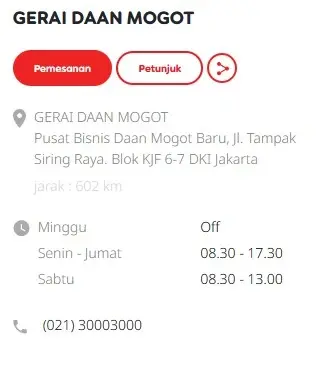 Alamat Gerai Indosat Daan Mogot Jakarta Barat di Pusat Bisnis Daan Mogot Baru, Jl. Tampak Siring Raya. Blok KJF 6-7 DKI Jakarta