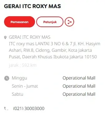 Alamat Gerai Indosat ITC Roxy Mas Jakarta Pusat di   GERAI ITC ROXY MAS  ITC roxy mas LANTAI 3 NO 6 & 7 Jl. KH. Hasyim Ashari, RW.8, Cideng, Gambir, Kota Jakarta Pusat, Daerah Khusus Ibukota Jakarta 10150