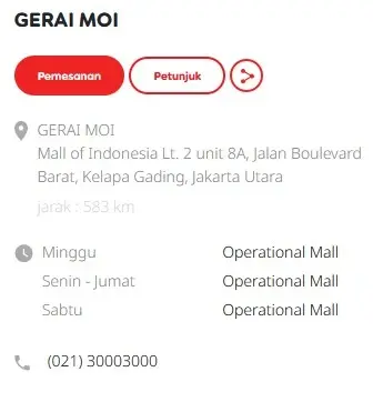 Alamat Gerai Indosat Moi Jakarta Utara di Mall of Indonesia Lt. 2 unit 8A, Jalan Boulevard Barat, Kelapa Gading, Jakarta Utara