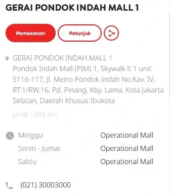 Alamat Gerai Indosat Pondok Indah Mall 1 Jakarta Selatan