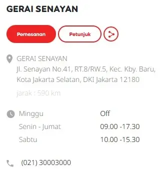 Alamat Gerai Indosat Senayan Jakarta Selatan di Jl. Senayan No.41, RT.8/RW.5, Kec. Kby. Baru, Kota Jakarta Selatan, DKI Jakarta 12180