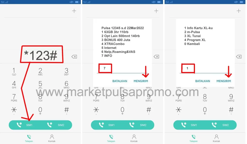 cara cek kuat xl via telepon
