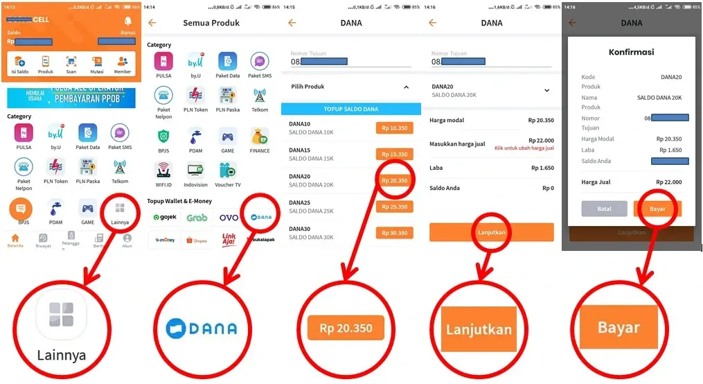 top up dana dengan aplikasi market pulsa